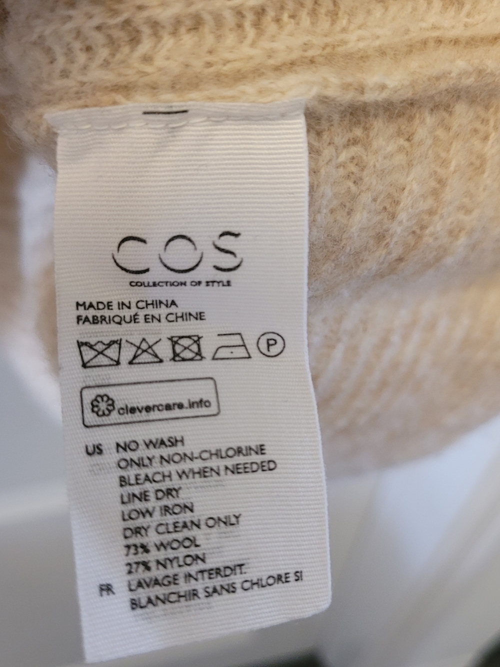 COS 73% Wool Sweater Women’s XS Cream Beige Flared A-Line Hem - Picture 3 of 6